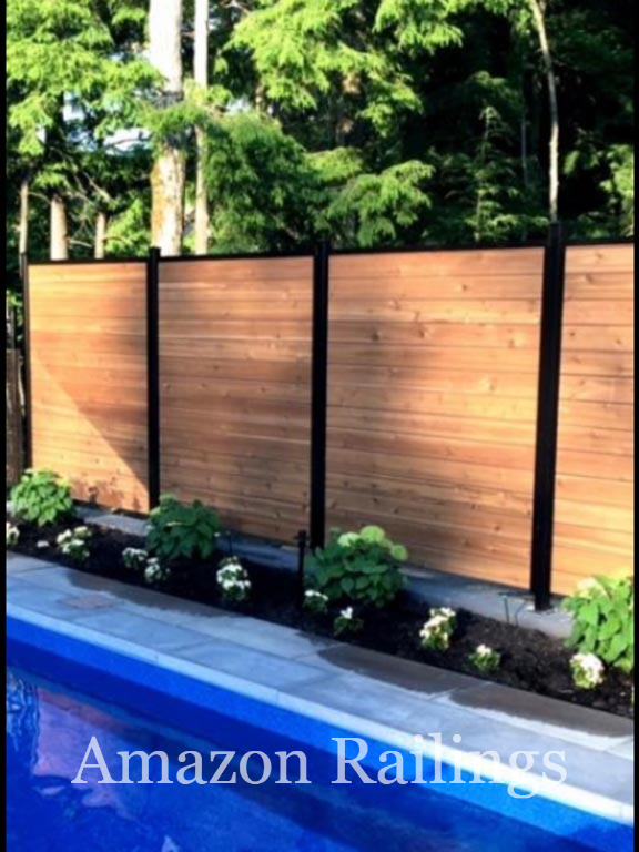 Natural Wood Privacy Fence for Swimming Pools
