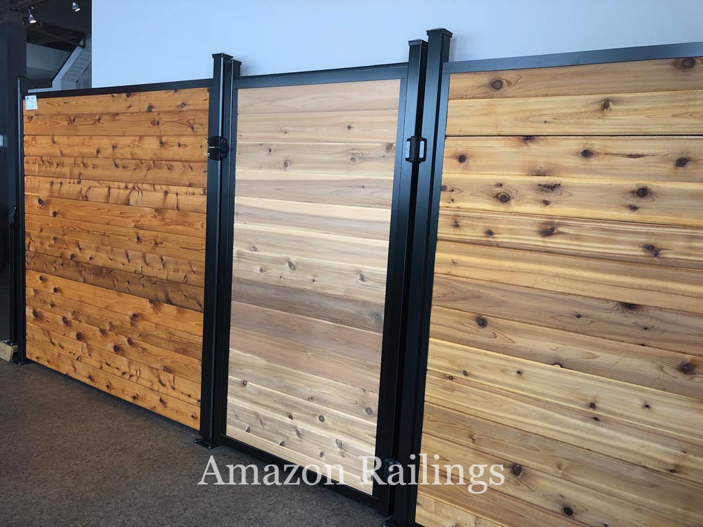 Natural Wood Privacy Fence with Gate for Homes